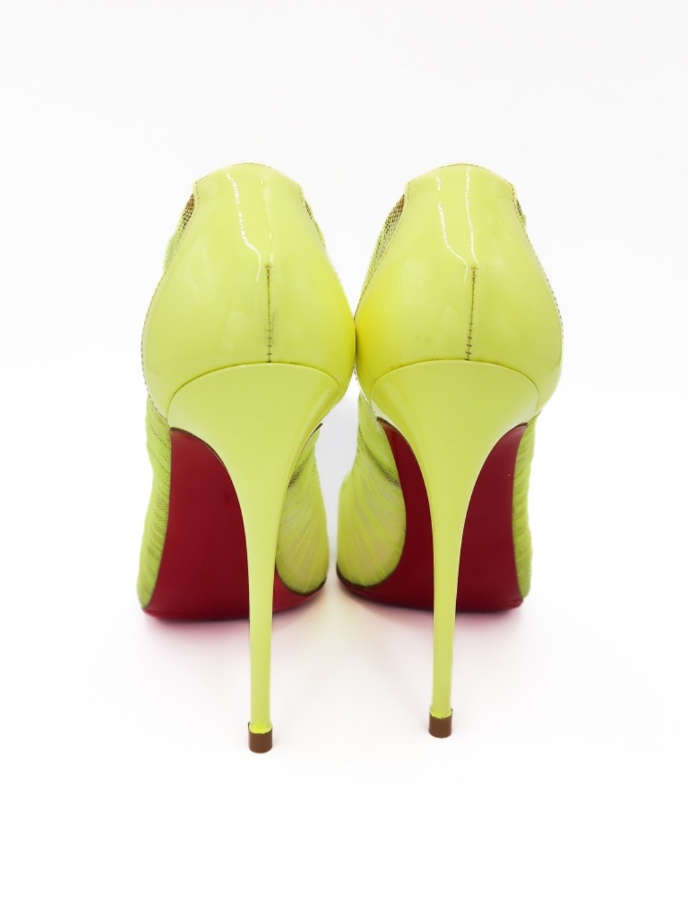 Christian Louboutin Neon Yellow Tulle Mesh Pumps Heels - Picture 6 of 9